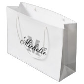 チッパーソナライズされたク名モノグラムを持つ抱き枕 ラージペーパーバッグ (裏面アングル)