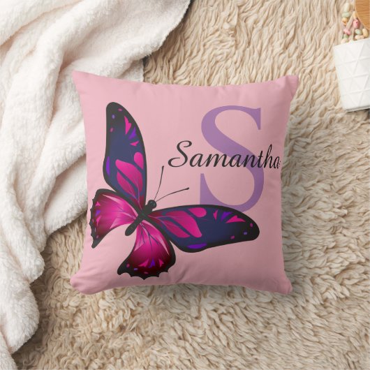 チッファンキークバタフライモノグラム装飾用クッション クッション (ブランケット)