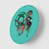 チップとグリーンランタン ラウンド壁時計 (傾斜)