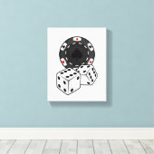 チップとサイコロトランプのポーカー キャンバスプリント (インサイチュ (ウッドフロア))