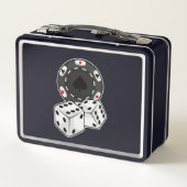 チップとサイコロトランプのポーカー メタルランチボックス (裏面)