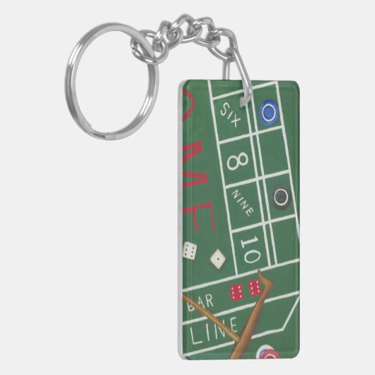 チップとサイコロ付きカジノクラップステーブル キーホルダー (正面左)