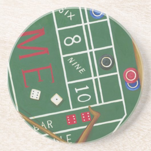 チップとサイコロ付きカジノクラップステーブル コースター (正面)