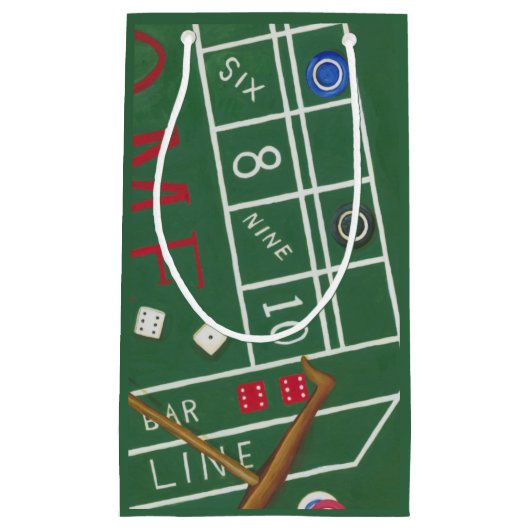 チップとサイコロ付きカジノクラップステーブル スモールペーパーバッグ (正面)