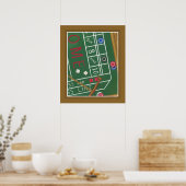 チップとサイコロ付きカジノクラップステーブル ポスター (キッチン)