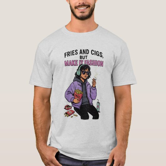 チップと葉巻だがスタイルの静火 Tシャツ (正面)