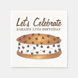 チップチョコレートチップクッキーアイスクリームサンドイッチ スタンダードカクテルナプキン