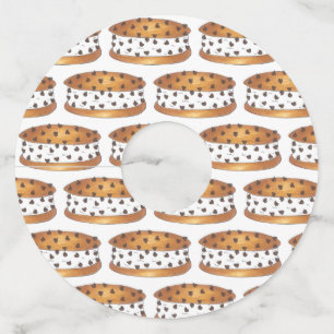 チップチョコレートチップクッキーアイスクリームサンドイッチ ワイングラスタグ