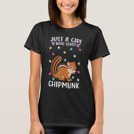 チップマンクが好きな女おもしろいの子 Tシャツ (正面)