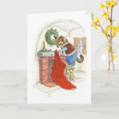 チップマンクのクリスマスストッキングカード カード (黄色い花)