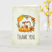 チップムンクとパンプキンの秋の感謝カード カード (黄色い花)