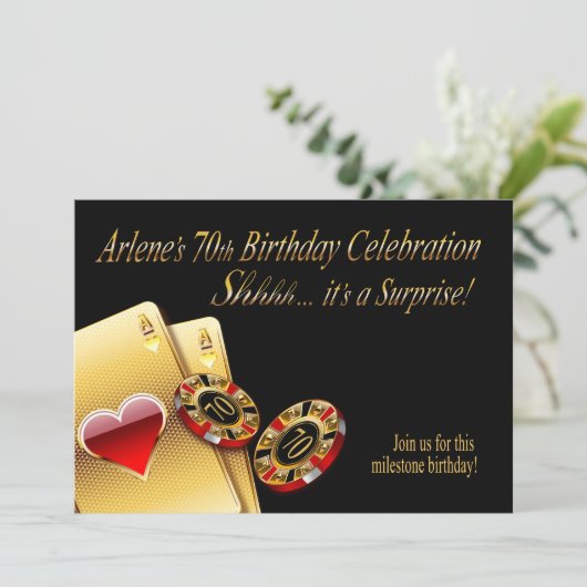 チップ内の名前頼のためのビキカジノスタイルパーティー 招待状 (スタンド正面)