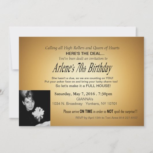 チップ内の名前頼のためのビキカジノスタイルパーティー 招待状 (裏面)