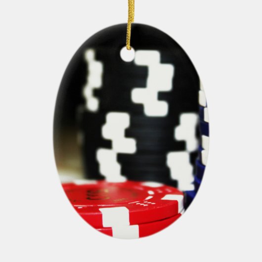 チップ賭博カジノウィンゲームラッキーリスクベット セラミックオーナメント (正面)