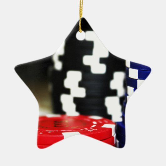 チップ賭博カジノウィンゲームラッキーリスクベット セラミックオーナメント (正面)