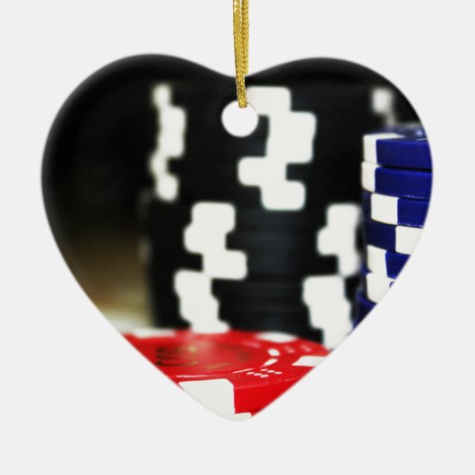 チップ賭博カジノウィンゲームラッキーリスクベット セラミックオーナメント (正面)