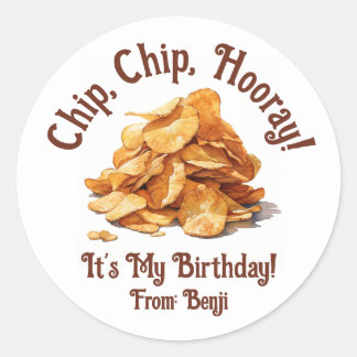 チップ チップ フレー! ポテトチップス お誕生日おめでとう ラウンドシール