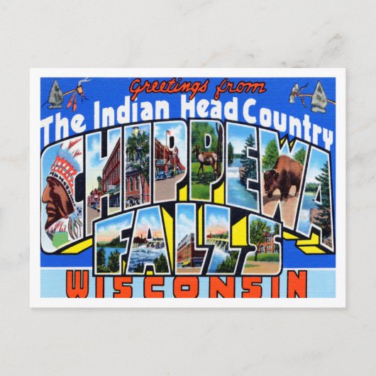 チッペワ滝、ウィスコンシン旅行 ポストカード (正面)