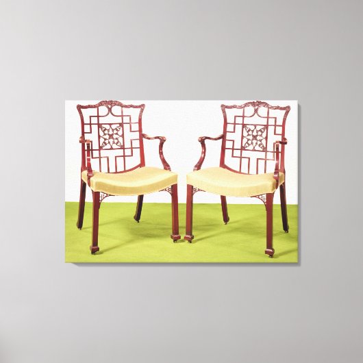 チッペンデールマホガニーダイニングチェア キャンバスプリント (正面)