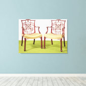 チッペンデールマホガニーダイニングチェア キャンバスプリント (インサイチュ (ウッドフロア))