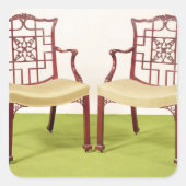 チッペンデールマホガニーダイニングチェア スクエアシール (正面)