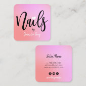 チッモダンクピンクと紫のグラデーション爪、 ネイル スクエア名刺 (正面/裏面)