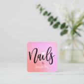 チッモダンクピンクと紫のグラデーション爪、 ネイル スクエア名刺 (スタンド正面)