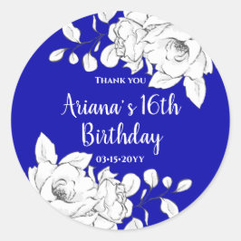 チッモダンク王室のブルー白フローラありがとうクラ ラウンドシール