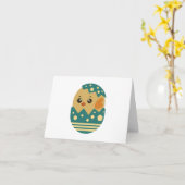 チッ来クが卵からカラフル出て空白のる カード (黄色い花)