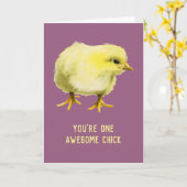 チッ素晴らしクおもしろいベビーチキン誕生日 カード (黄色い花)