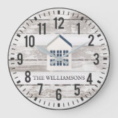チッ素朴ピープランクスカスタムファミリーネームファームハウス ラージ壁時計 (正面)