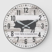 チッ素朴ピープランクスカスタムファミリーネームファームハウス ラージ壁時計 (正面)