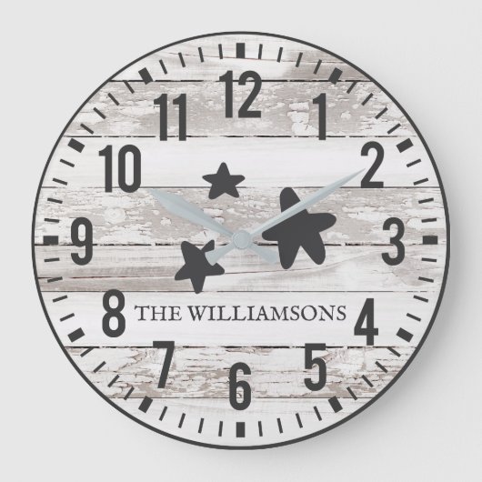 チッ素朴ピー·プカスタムランクス·ファミリー·ネーム·スターズ ラージ壁時計 (正面)