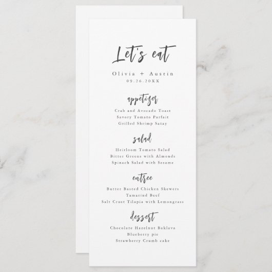 チッ食べクモダンスのスクリプ結婚ト メニュー (正面/裏面)