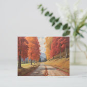 チナールの木々が並ぶ未舗装道路 ポストカード (スタンド正面)