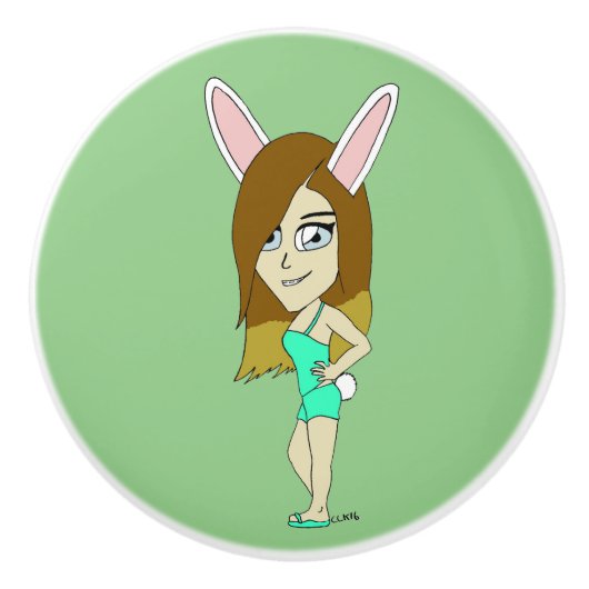 チニバニーの少女 セラミックノブ (正面)