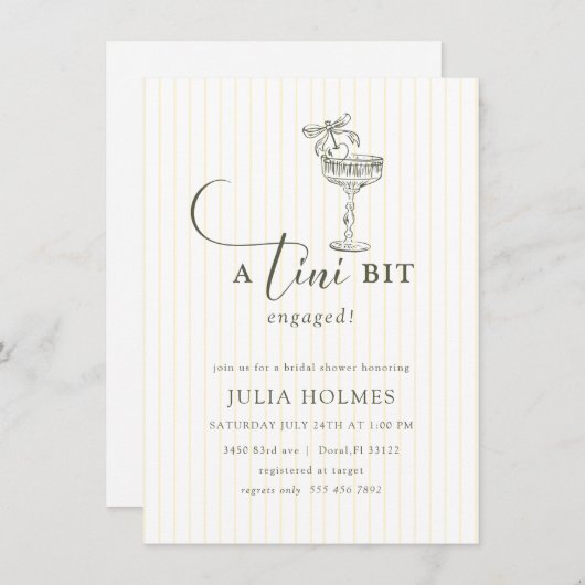 チニビット婚約したモダンエレガントブライダルシャワー 招待状 (正面/裏面)