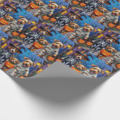 チヌック犬のトリックまたは治療ハロウィーンの衣装 ラッピングペーパー (角)