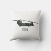 チヌーク軍のヘリコプター漫画イラストレーション クッション (裏面)
