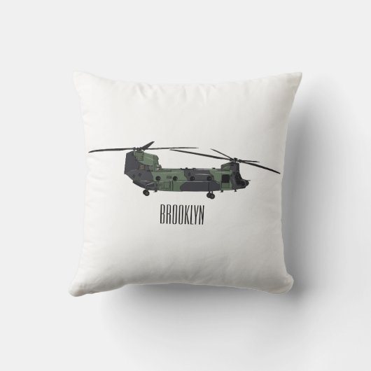 チヌーク軍のヘリコプター漫画イラストレーション クッション (裏面)