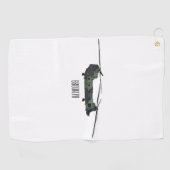 チヌーク軍のヘリコプター漫画イラストレーション ゴルフタオル (横)