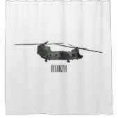 チヌーク軍のヘリコプター漫画イラストレーション シャワーカーテン (正面)