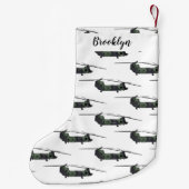 チヌーク軍のヘリコプター漫画イラストレーション スモールクリスマスストッキング (裏面)