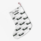 チヌーク軍のヘリコプター漫画イラストレーション スモールクリスマスストッキング (裏面 (吊り時))