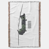 チヌーク軍のヘリコプター漫画イラストレーション スローブランケット (正面縦)