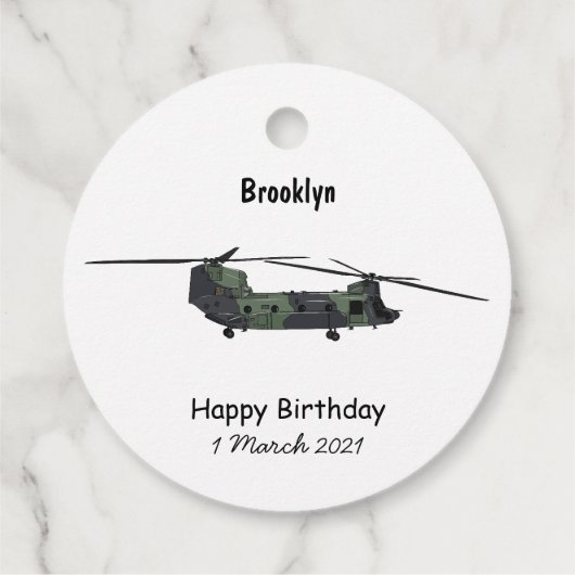 チヌーク軍のヘリコプター漫画イラストレーション フェイバータグ (裏面)