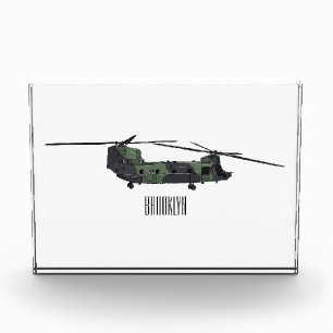 チヌーク軍のヘリコプター漫画イラストレーション フォトブロック