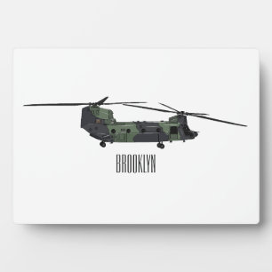 チヌーク軍のヘリコプター漫画イラストレーション フォトプラーク