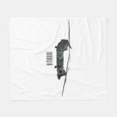 チヌーク軍のヘリコプター漫画イラストレーション フリースブランケット (正面(横))