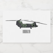 チヌーク軍のヘリコプター漫画イラストレーション フードラベル (シングルラベル)